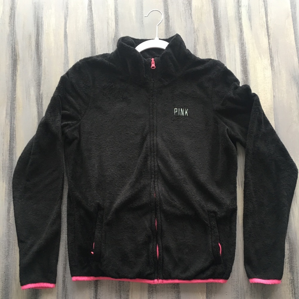 VS pink black soft zip up jacket